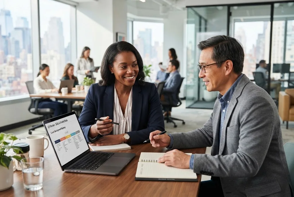 Career development questions to ask manager during a workplace career planning conversation